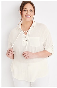 Model wearing maurices clothing.