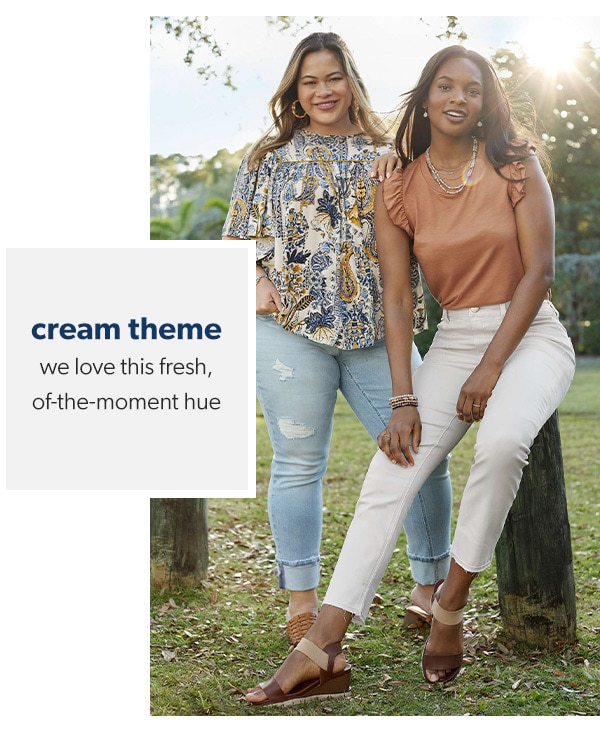 Cream theme. We love this fresh, of-the-moment hue. Models wearing maurices clothing.
