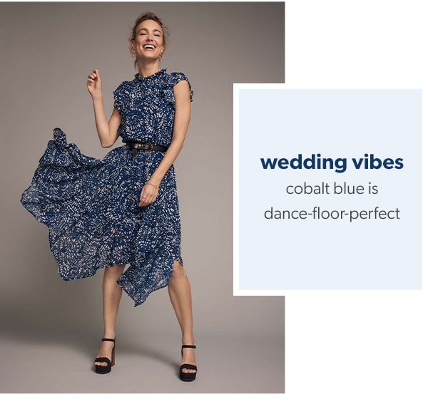 Wedding vibes. Cobalt blue is dance-floor-perfect.