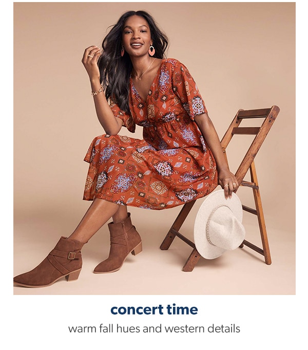 Concert time. Warm fall hues and western details.