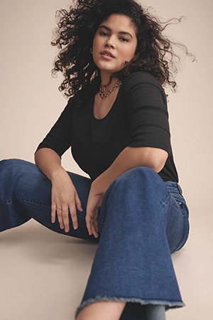 Model wearing maurices clothing.