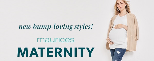 New bump-loving styles! maurices maternity. Model wearing maurices clothing.