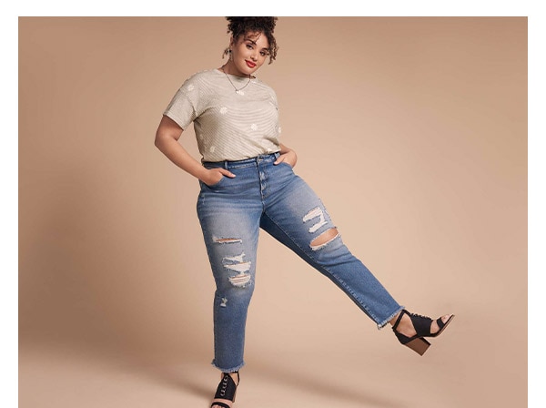 Model wearing maurices clothing.