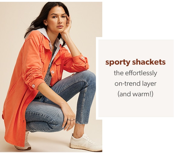 Sporty shackets. The effortlessly on-trend layer (and warm!)