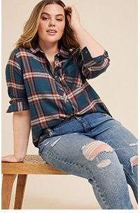 Now $38.50. Model wearing maurices clothing.
