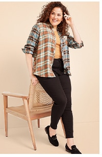 Model wearing maurices clothing.