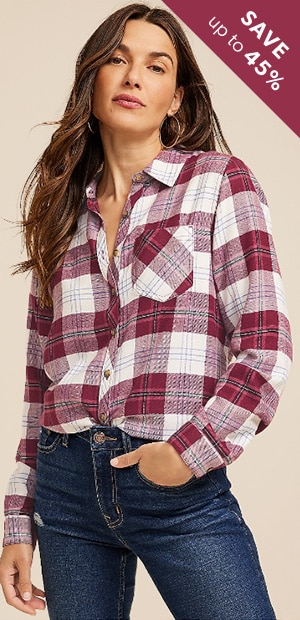 Save up to 45%. Model wearing maurices clothing.
