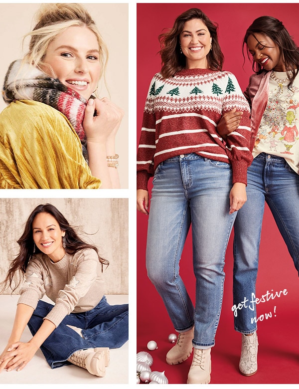 Get festive now! Models wearing maurices clothing.