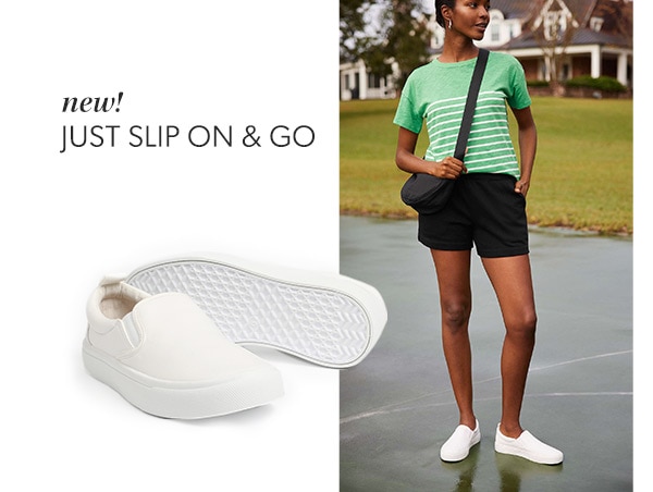 New! Just slip on & go. Model wearing maurices clothing.