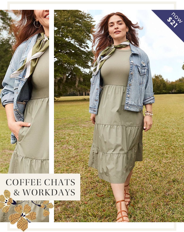Now $21. Coffee chats & workdays. Model wearing maurices clothing.