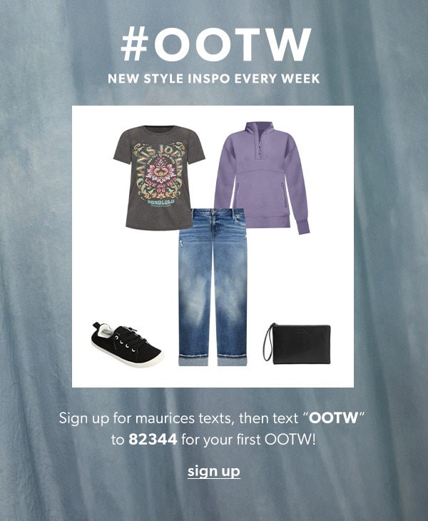 #OOTW New style inspo every week. Sign up for maurices texts, then text “OOTW” to 82344 for your first OOTW! Sign up. maurices clothing.