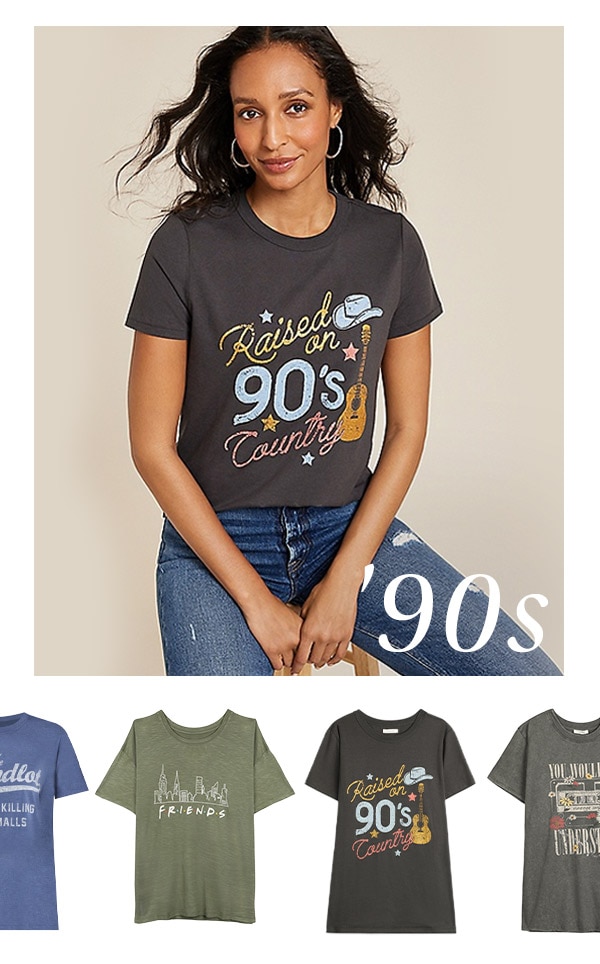 '90s. Model wearing maurices clothing.