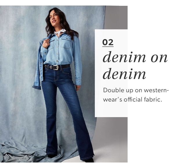 02. Denim on denim. Double up on western-wear's offical fabric.
