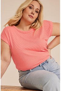 Model wearing maurices clothing.