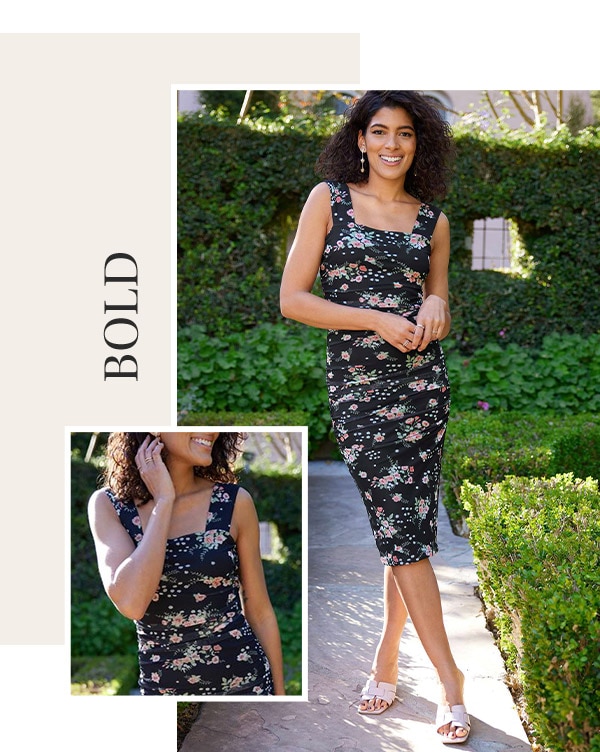Bold. Model wearing maurices clothing.