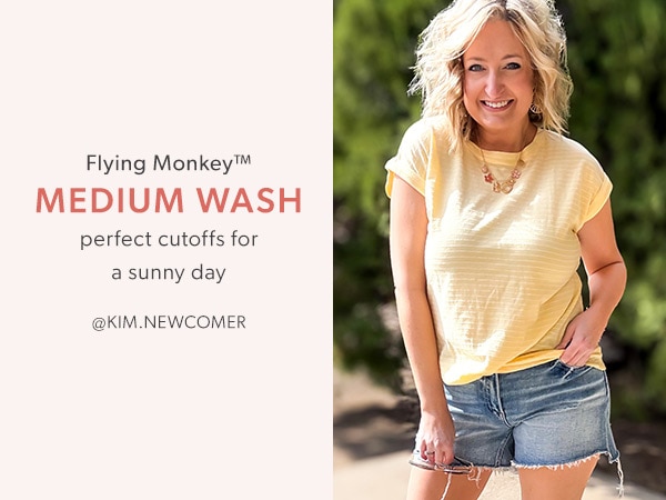 Flying Monkey™. Medium wash. Perfect cutoffs for a sunny day. @kim.newcomer Model wearing maurices clothing.