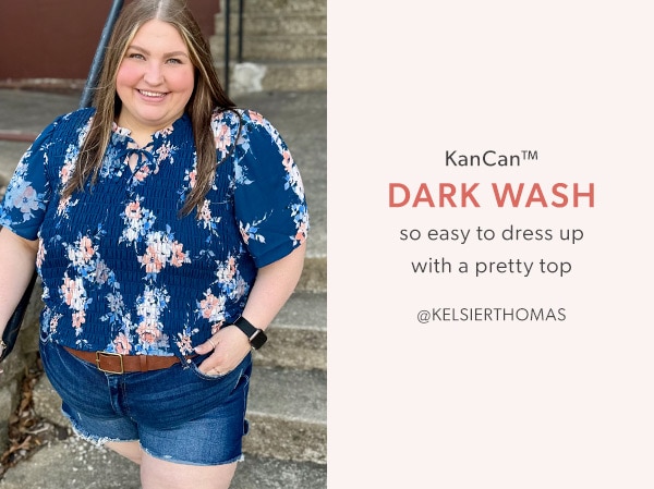 KanCan™. Dark wash. So easy to dress up with a pretty top. @kelsierthomas Model wearing maurices clothing.