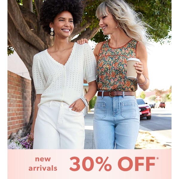 New arrivals 30% off*. Models wearing maurices clothing.