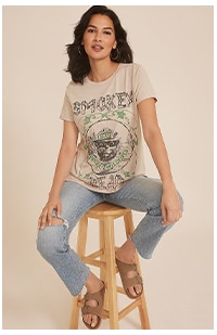 Model wearing maurices clothing.