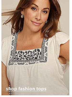 Shop fashion tops. Model wearing maurices clothing.