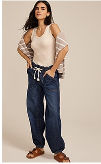 Model wearing maurices clothing.