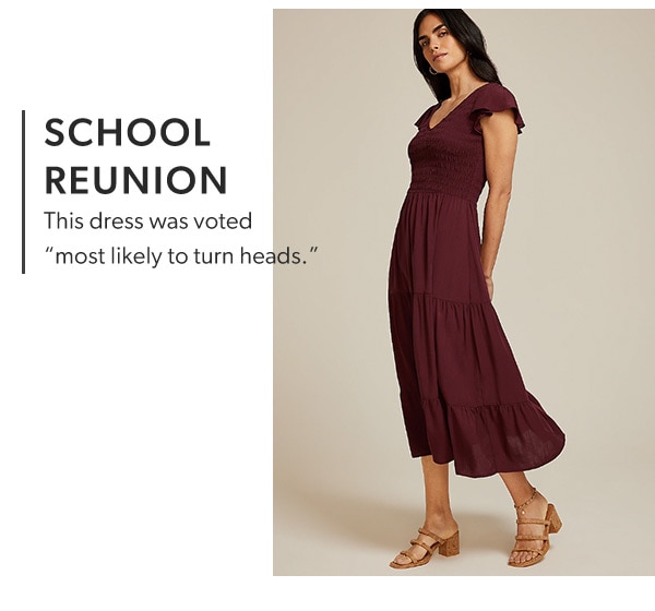 School reunion. This dress was voted “most likely to turn heads.” Model wearing maurices clothing.