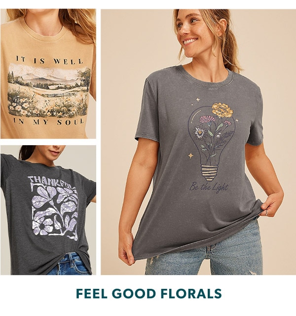 Feel good florals. Models wearing maurices clothing.