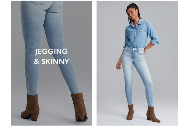 Jegging & skinny. Model wearing maurices clothing.