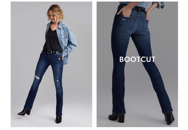 Bootcut. Model wearing maurices clothing.