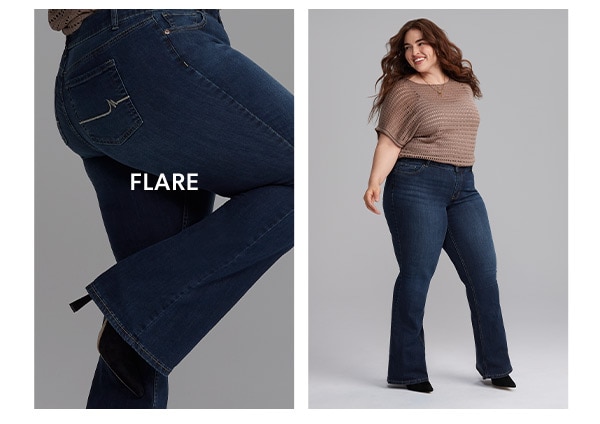 Flare. Model wearing maurices clothing.