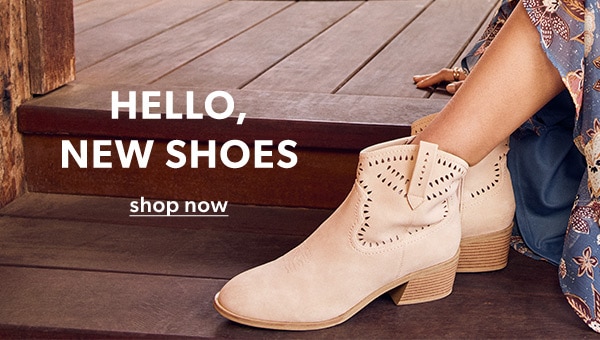 Hello, new shoes. Shop now. Model wearing maurices clothing.