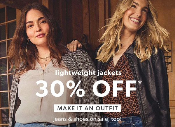 Lightweight jackets 30% Off*.Make it an outfit. Jeans & shoes on sale, too! Models wearing maurices clothing.