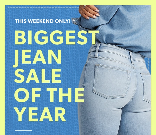 This weekend only! Biggest jean sale of the year. Model wearing maurices clothing.